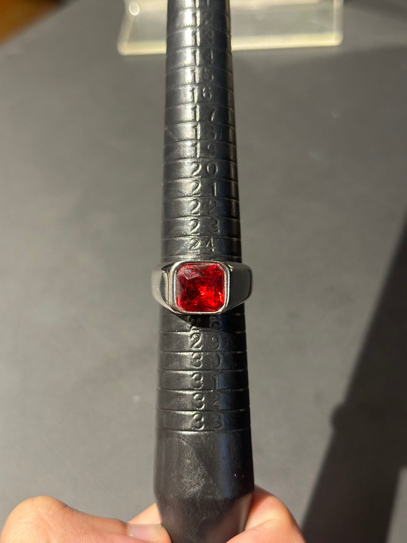 Anel Aço Inoxidável Pedra Rubi - Pronta Entrega