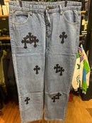 Calça Jeans Chrome Hearts Cruzes Pretas - Pronta Entrega
