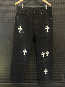 Calça Jeans Preta Chrome Hearts Cruz Black/White - Pronta Entrega