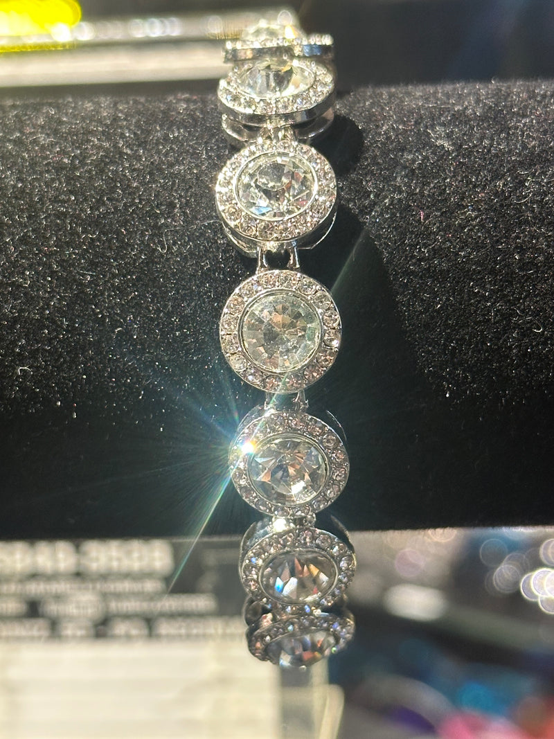 Pulseira Ice Cravejada Em Zicornia Circular Prata 20 CM - Pronta Entrega