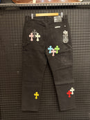 Calça Jeans Preta Chrome Hearts Patch Carpenter - Pronta Entrega