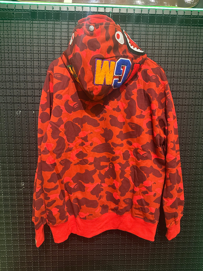 Jaqueta Bape Shark Camo Red Dual Hoodie Full Zip - Pronta Entrega
