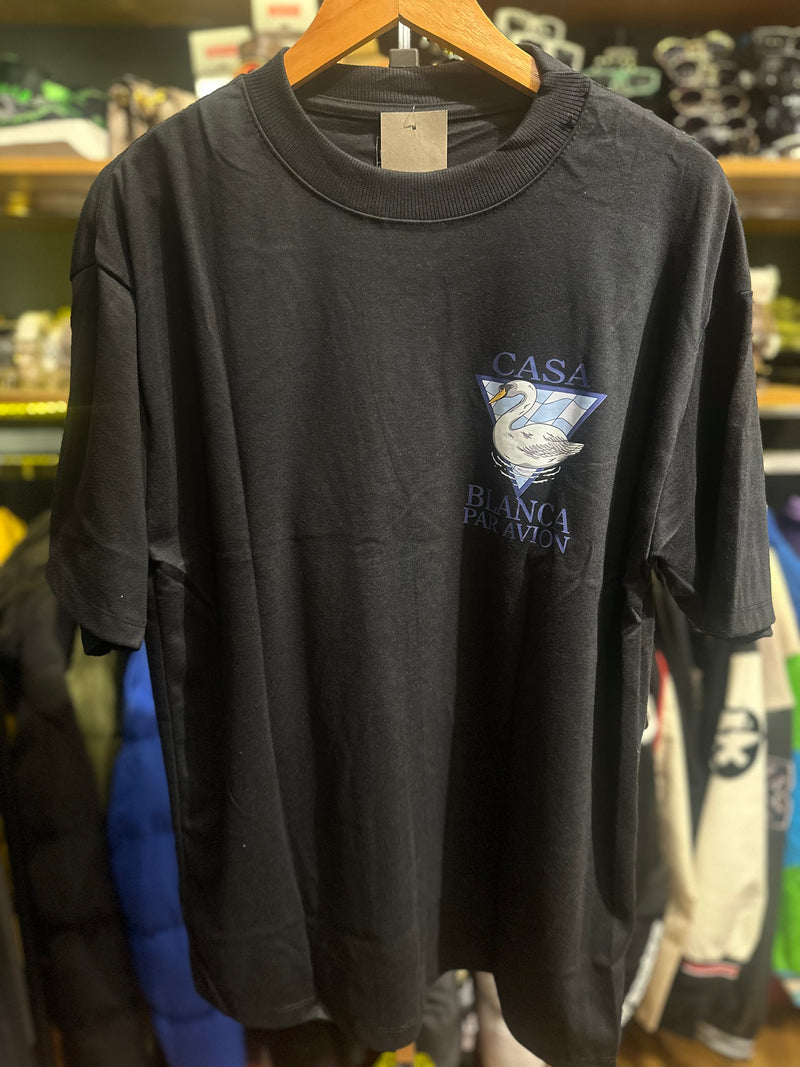 Camiseta Casablanca Blanca Par Avion Preta Oversize - Pronta Entrega