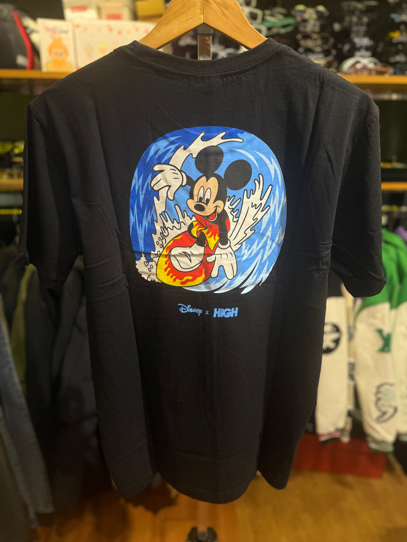 Camisa High X Disney Preta Mickey Mouse Surf - Pronta Entrega