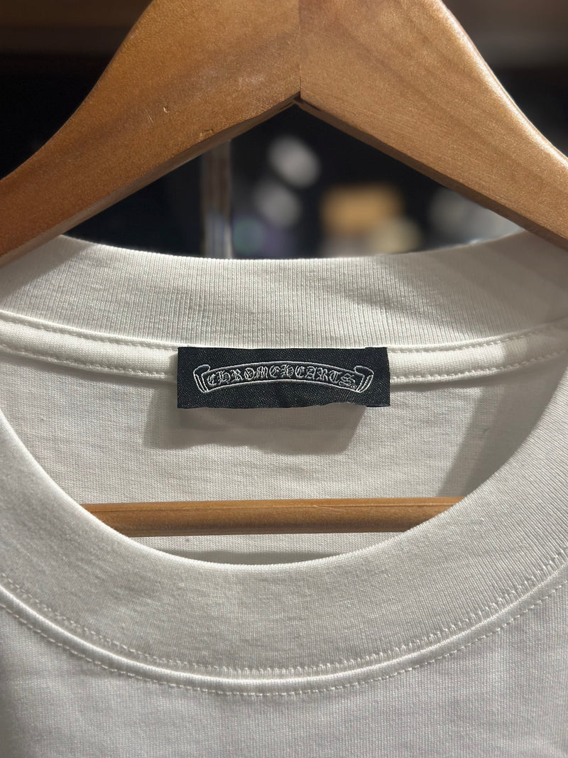 Camiseta Chrome Hearts Branca/Cinza Logo Brilhante - Pronta Entregar