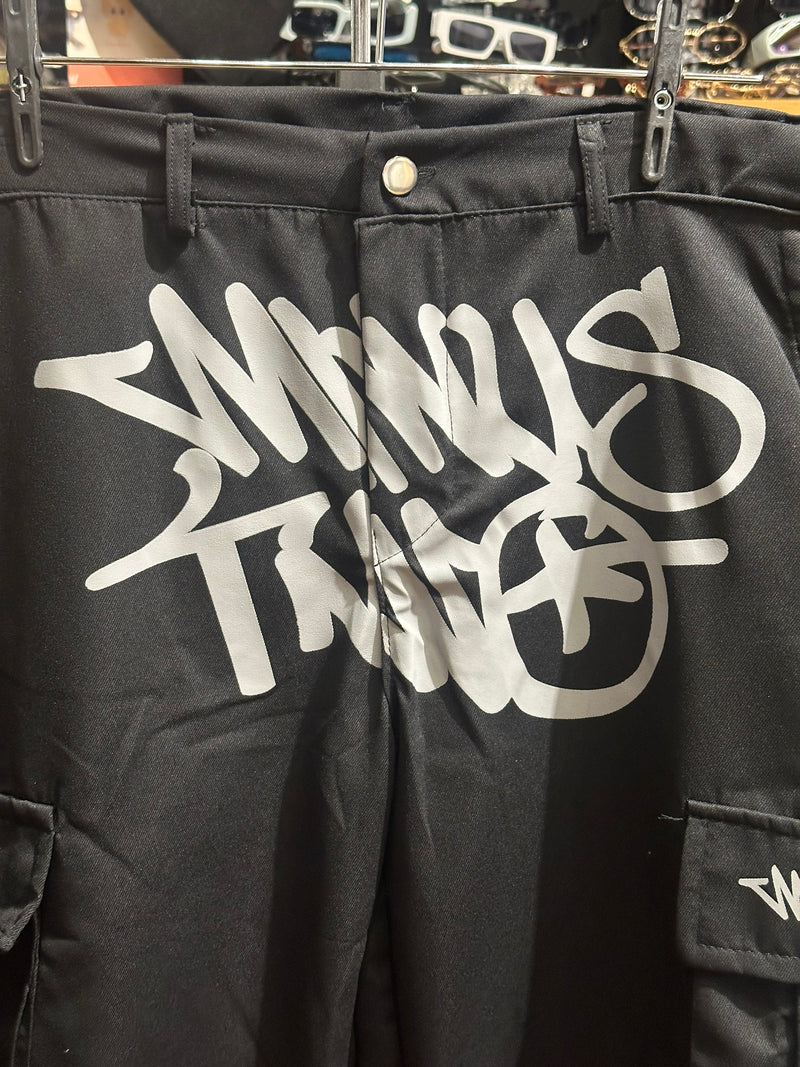 Calça Sarja Minus Two Preta Logo Cinza - Pronta Entrega