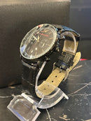 Relógio Emporio Armani Aviator Black Pulseira de Couro - Pronta Entrega