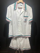 Conjunto Casablanca Tennis Club Seda Padronagem Monogramada Runner Rabbit - Pronta Entrega