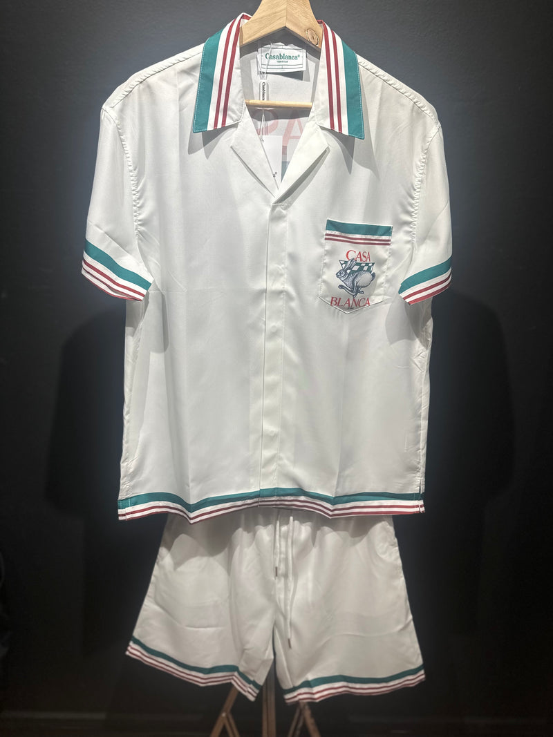Conjunto Casablanca Tennis Club Seda Padronagem Monogramada Runner Rabbit - Pronta Entrega