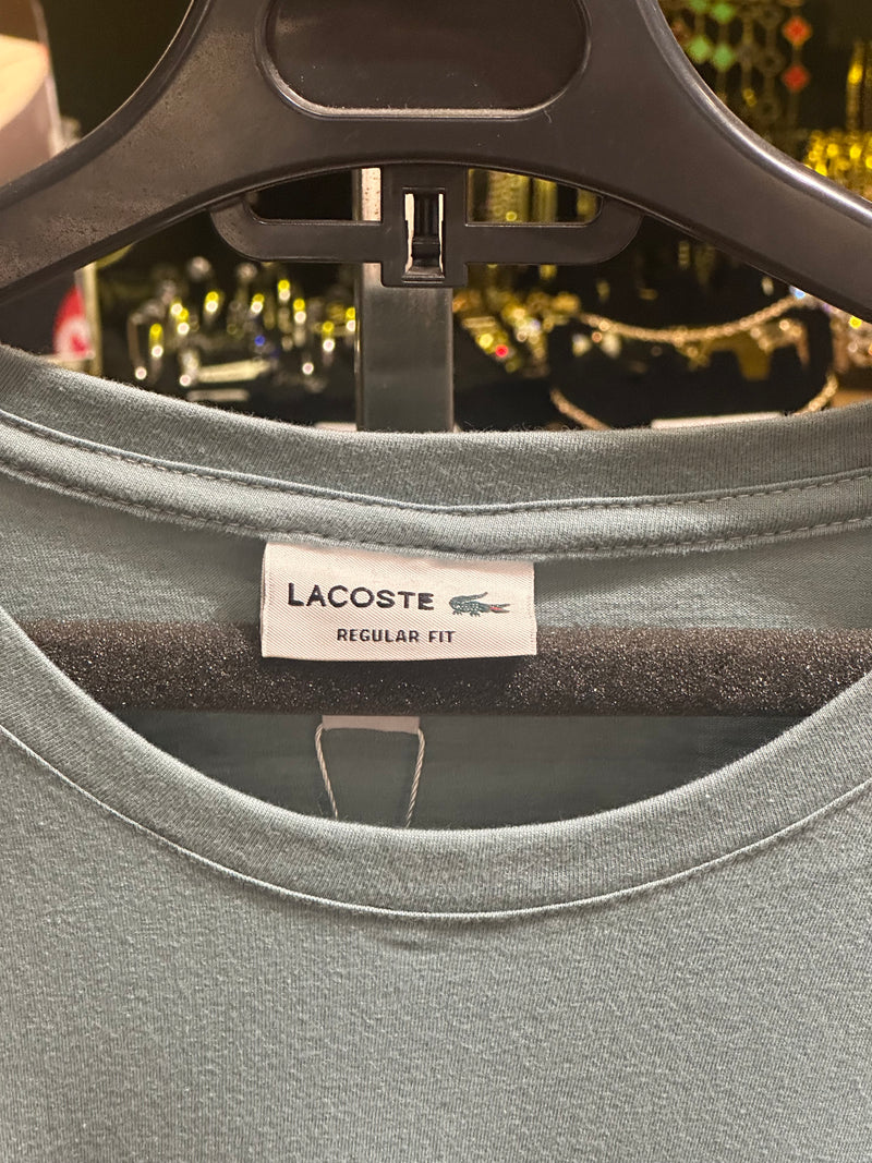 Camisa Lacoste Cinza Logo Branca/Verde - Pronta Entrega