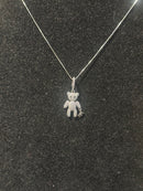 Corrente Feminina Prata Pingente Bear Em Zicornia Cúbica Cravejada 45 CM - Pronta Entrega