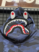 Jaqueta Bape Shark Camo Blue Full Zip - Pronta Entrega