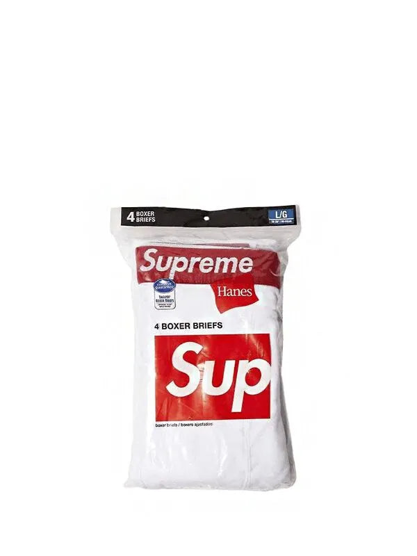 Supreme Hanes Cueca Boxer Briefs 3 Pack White - Pronta Entrega