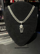 Corrente Cravejada Pingente Basketball Em Zicornia Cubica Prata 50 CM - Pronta Entrega