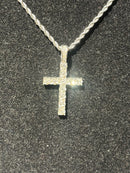 Corrente Slim Pingente Cruz Cravejado Prata 40 CM - Pronta Entrega