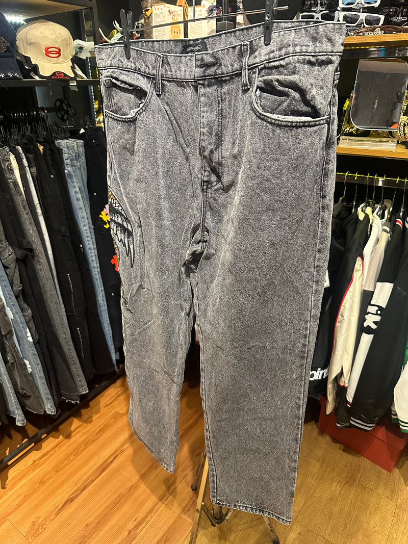 Calça Ed Hardy Jeans Destonado Bordado Caveira Águia Logo Traseiro - Pronta Entrega
