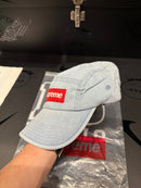 Boné Supreme Box Logo Jeans Fivela Couro - Pronta Entrega