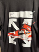 Camiseta Jordan Sneaker Cartoon Off Oversized Preta - Pronta Entrega