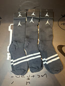 Pack 3 Pares Meia Air Jordan Logo Cano Alto Preto Listrado - Pronta Entrega