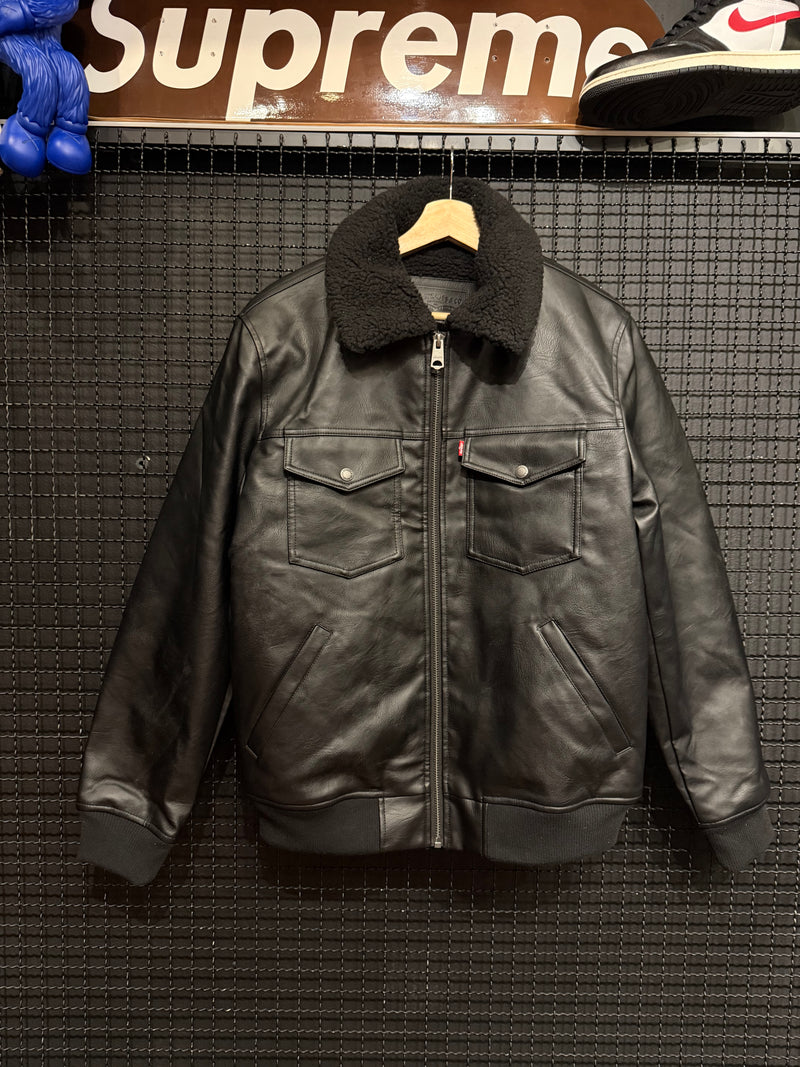 Jaqueta Couro Levi’s Gola Sherpa Black - Pronta Entrega