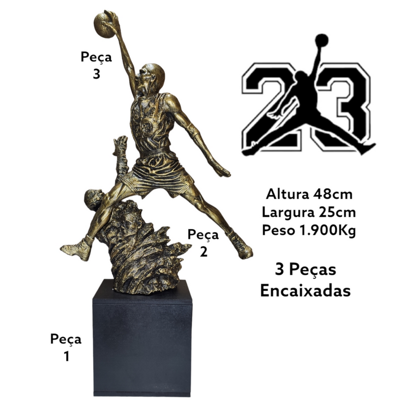 Estátua de Bronze NBA Chicago Bulls Michael Jordan N. 23 50cm - Pronta Entrega