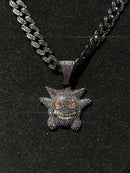 Corrente Cravejada Purple Pingente Gengar Em Zicornia Cubica 45 CM - Pronta Entrega