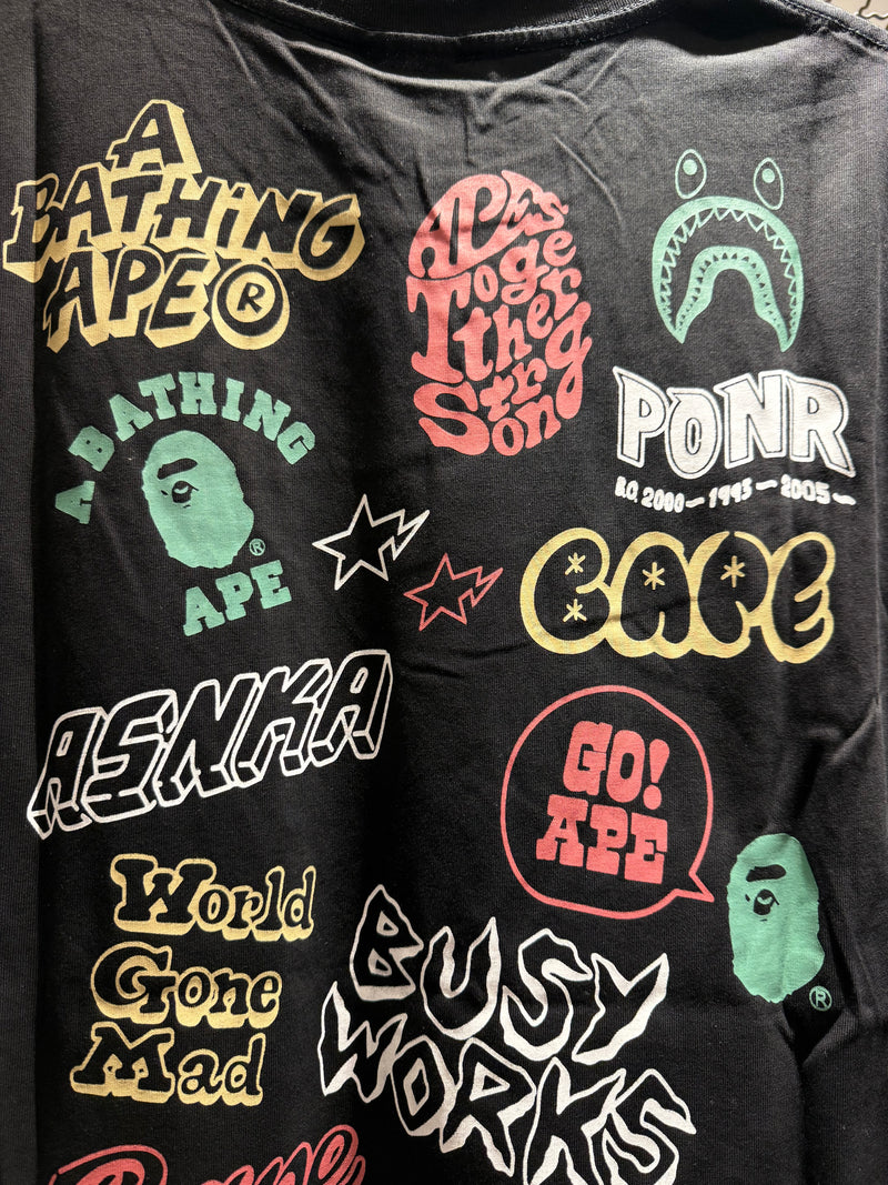 Camiseta BAPE Logos’ Colors Preta - Pronta Entrega