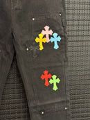 Calça Jeans Preta Chrome Hearts Patch Carpenter - Pronta Entrega