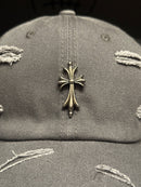 Boné Aba Curva Chrome Hearts Logo Cruz Preto - Pronta Entrega