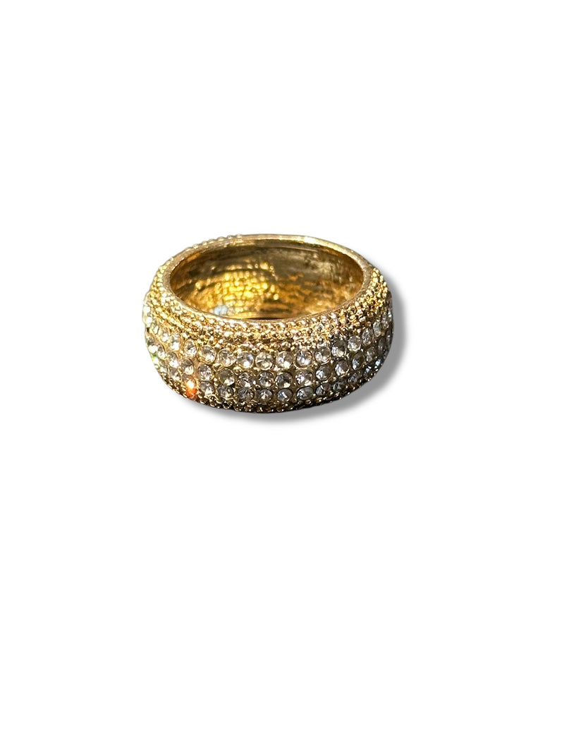Anel Aço Inoxidável Dourado Cravejado Fundo Dourado 25 CM - Pronta Entrega