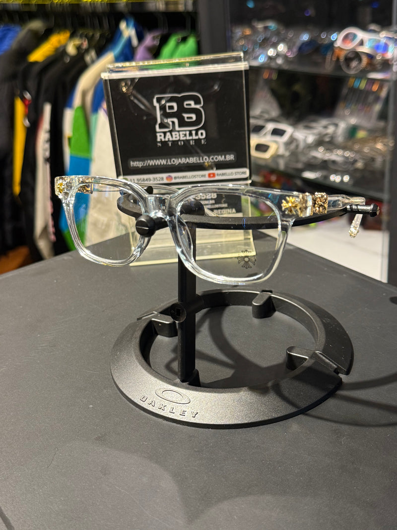 Óculos Chrome Hearts Armação Transparente Gold Lente Clear - Pronta Entrega