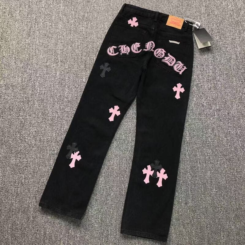 Calça Jeans Chrome Hearts Cross Pink