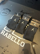 Pack 3 Pares Meia Air Jordan Logo Cano Alto Preto Listrado - Pronta Entrega