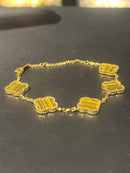 Pulseira Van Cleef Dourada Trevos Dourados 24 CM - Pronta Entrega