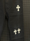 Calça Jeans Preta Chrome Hearts Cruz Black/White - Pronta Entrega