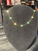 Corrente Van Cleef Dourado Trevos Gold/Green 45 + 5 CM - Pronta Entrega