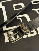 Cinto Chrome Hearts 105 CM Multicolor Cruz Couro Fivela Metal - Pronta Entrega