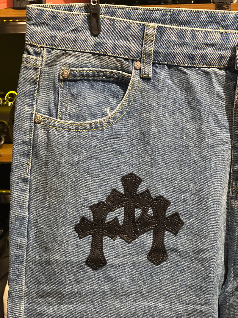 Calça Jeans Chrome Hearts Cruzes Pretas - Pronta Entrega
