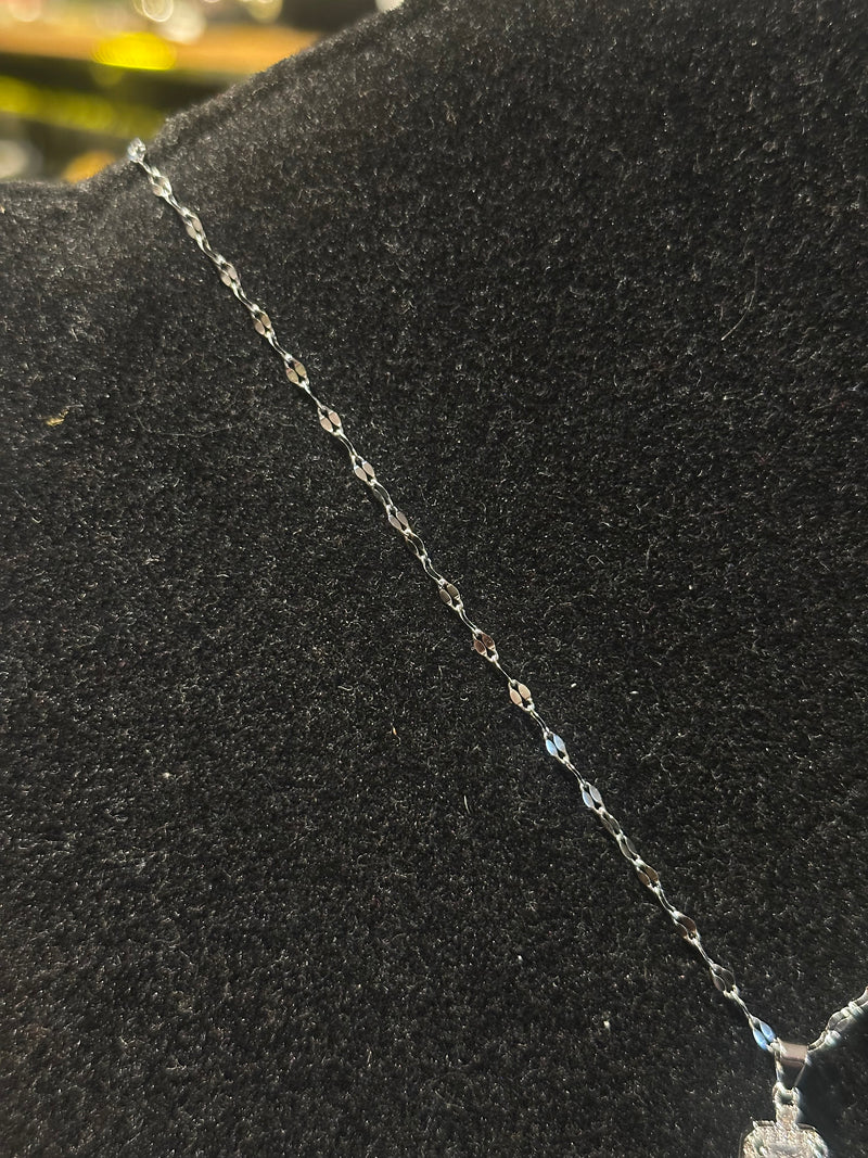 Corrente Feminina Prata Pingente Pedra Em Zicornia Cúbica 45 CM - Pronta Entrega
