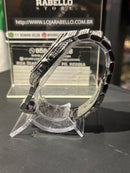 Relógio Cravejado Quadrado Prata Fundo Prata - Pronta Entrega