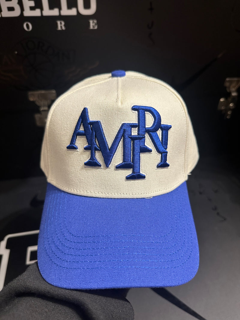 Boné Aba Curva Beisebol Amiri Blue White - Pronta Entrega