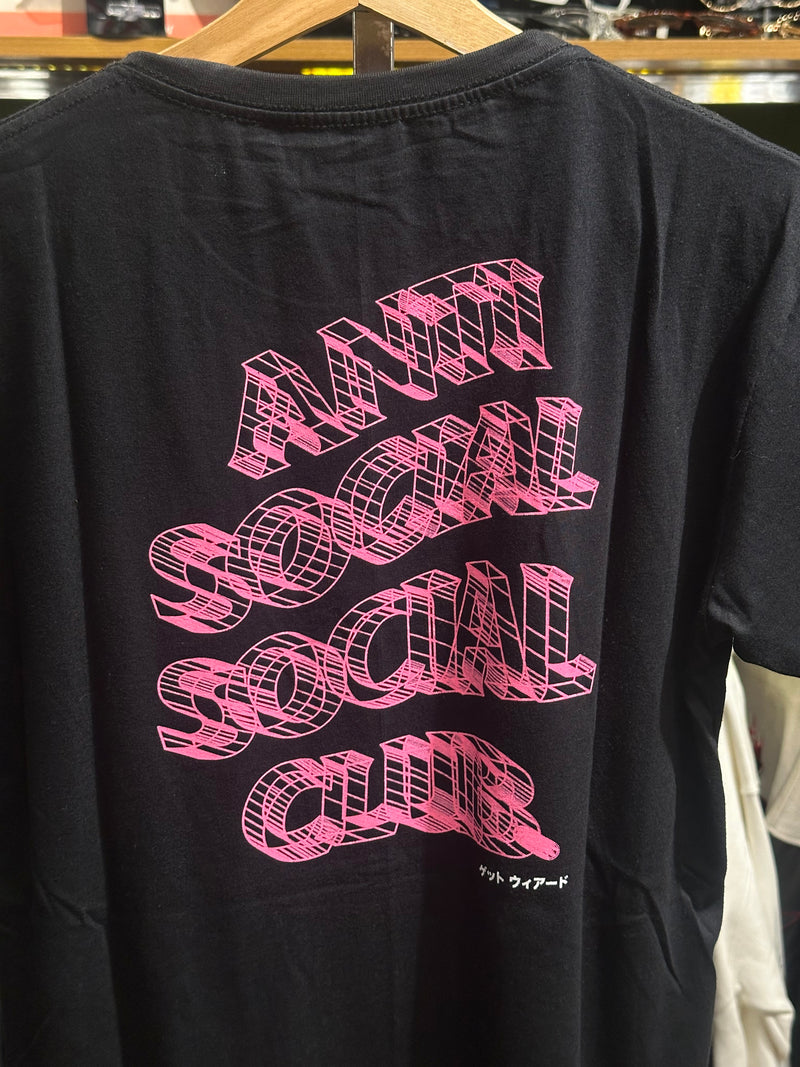 Camisa Anti Social Social Club Preta Logo Pink - Pronta Entrega