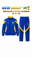 Conjunto Tracksuit Jordan Brasil Azul Amarelo 2026/27 - Pronta Entrega