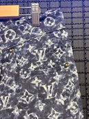 Calça Jeans Louis Vuitton Monogram Blue White  - Pronta Entrega