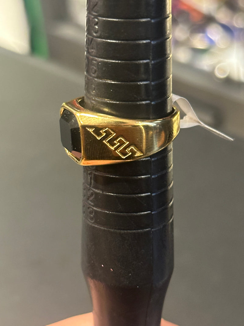 Anel Aço Inoxidável Dourado Detalhes Laterais - Pronta Entrega