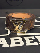 Cinto Louis Vuitton Initiales Monogram Brown Fivela Gold  - Pronta Entrega