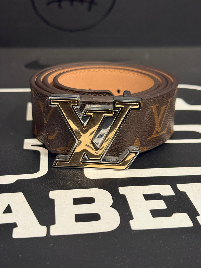 Cinto Louis Vuitton Initiales Monogram Brown Fivela Gold  - Pronta Entrega