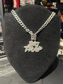 Corrente Cravejada Pingente “Big Trap” Em Zicornia Cubica Prata 45 CM - Pronta Entrega