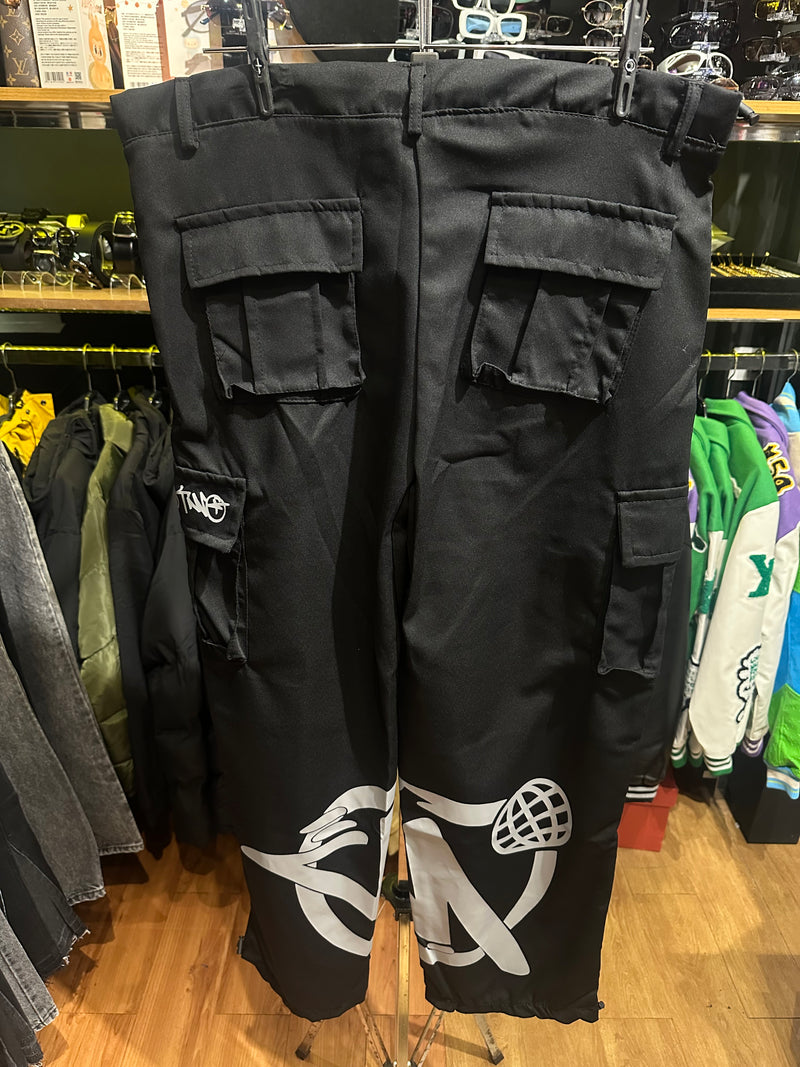 Calça Sarja Minus Two Preta Logo Cinza - Pronta Entrega