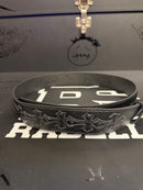 Cinto Chrome Hearts 105 CM Preto Cruz Couro Fivela Metal